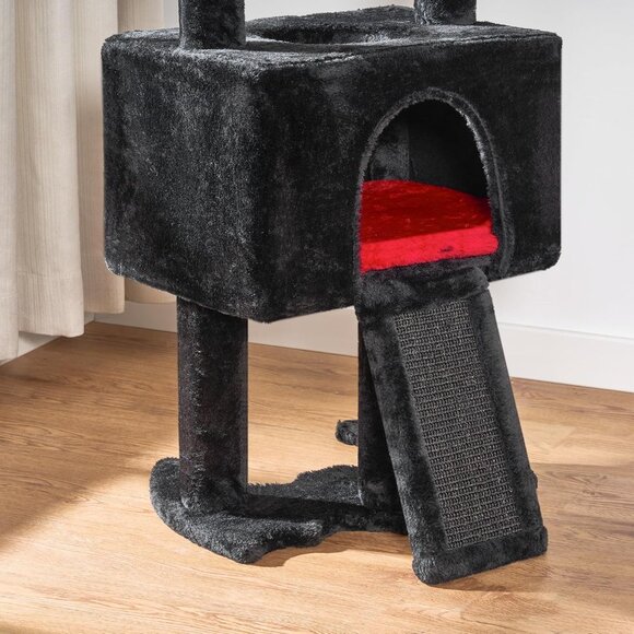 Gothic Cat Tree with Coffin Bed, Condo, Scratching Post & Spider Toy for Cats - Picture 9 of 9